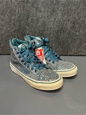 Vans Sk8-Hi Slim Zip Chunky Glitter Atlantic Deep shoes Size Women’s 7.5/Mens 6